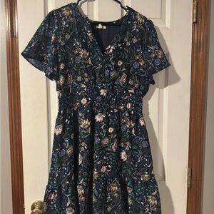 Maurices Floral Mini Dress - Blue and Cream